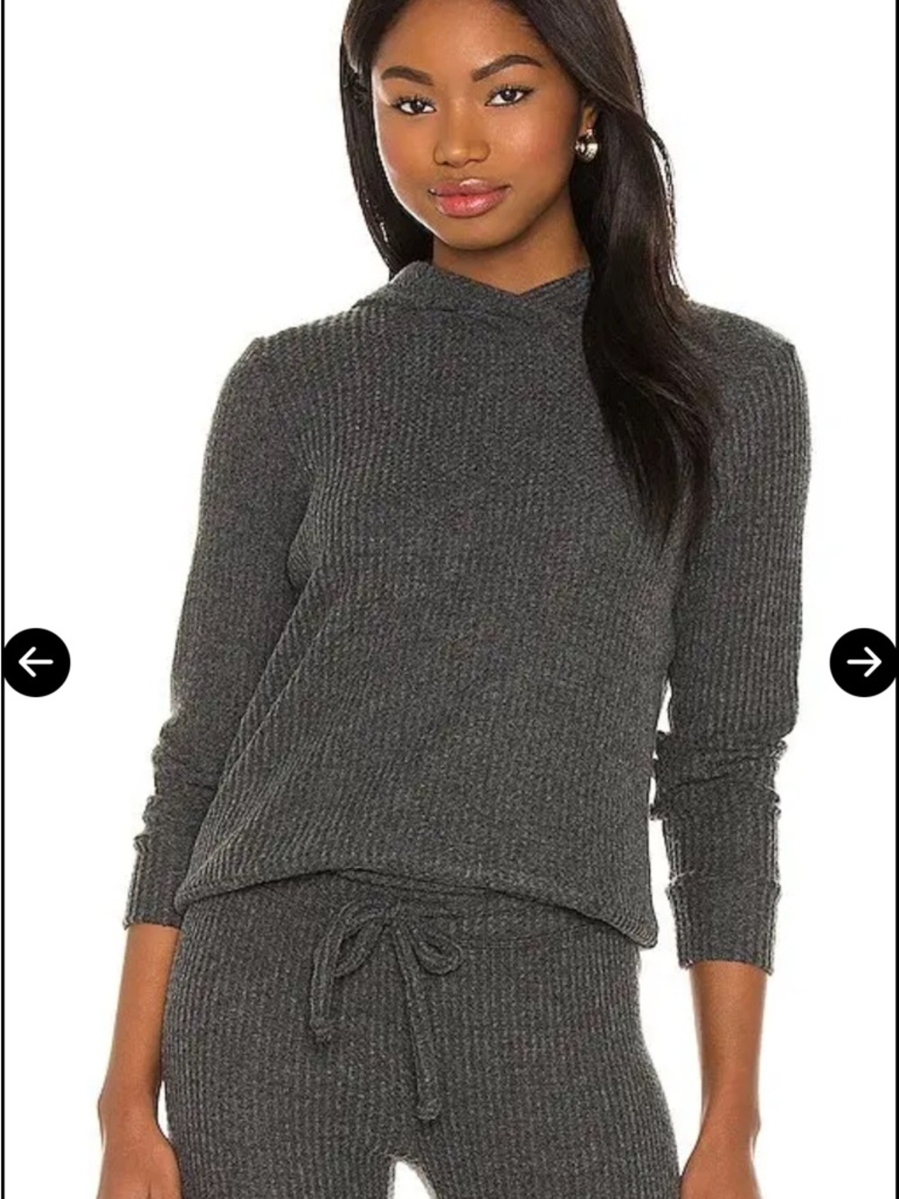 Beyond Yoga Women's waffle hoodie dark gray medium